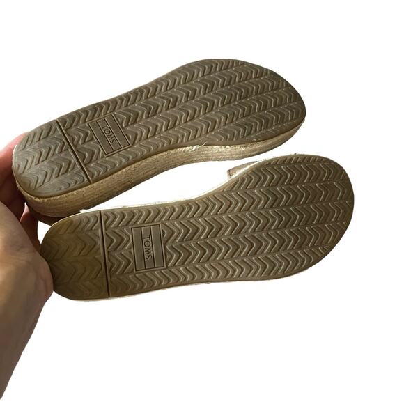 TOMS | Harper Suede Espadrille Wedge Sandals Platform Taupe Brown Size 7.5 W - Picture 7 of 10